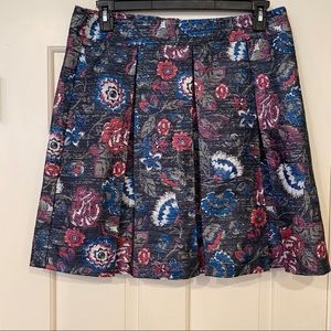 LOFT outlet floral pleated brocade skirt